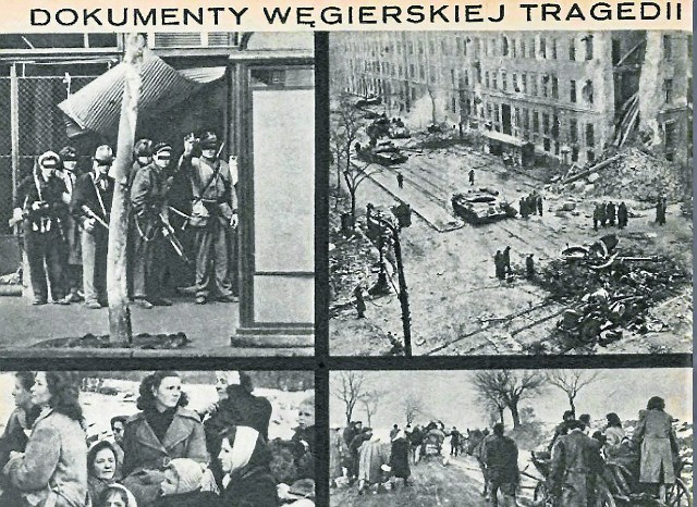„Przekrój” z 2 grudnia 1956. Powstańcy mają zasłonięte twarze, by nie rozpoznała ich węgierska bezpieka