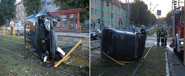 Kierujący seicento stracił panowanie nad pojazdem w wyniku czego dachował. Mężczyzna w ciężkim stanie trafił do szpitala.