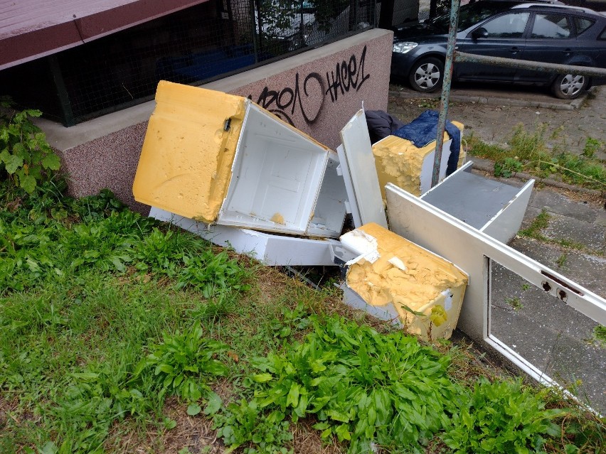 Śmieci przy pergolach w różnych częściach miasta Zielona...