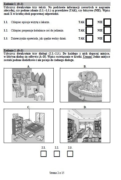 Próbny SPRAWDZIAN SZÓSTOKLASISTY 2015 z języka angielskiego