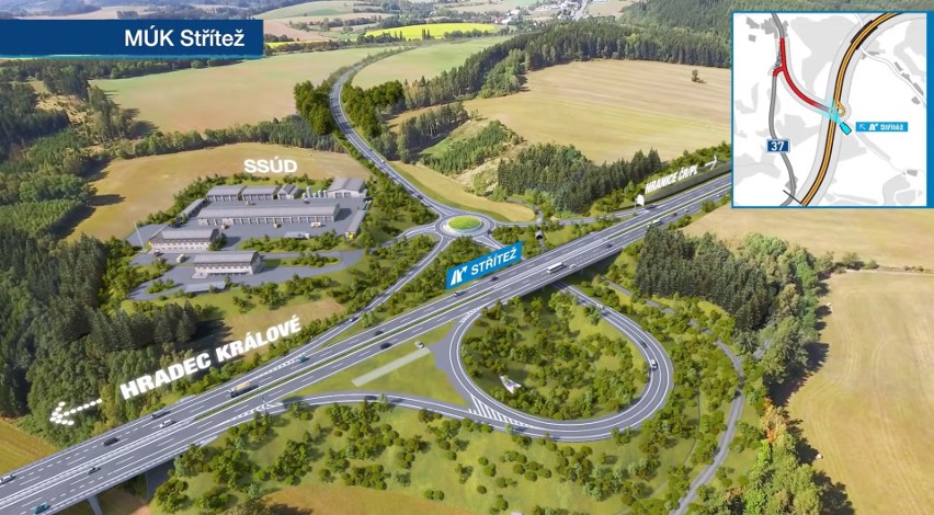 Wizualizacje czeskiej autostrady D11, odcinek 1109: Trutnov...