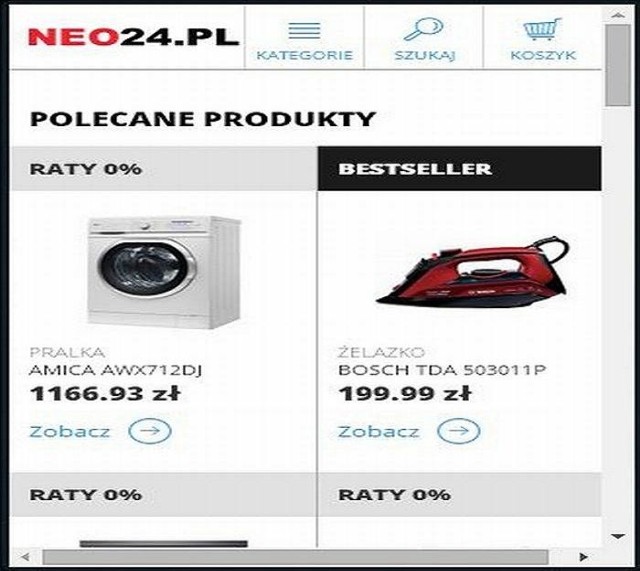 NEO24.PL z Wrocławia uruchamia mobilną platformę zakupowąPo wpisaniu w mobilną przeglądarkę adresu neo24.pl zostaniemy automatycznie przekierowani na mobilną witrynę sklepu internetowego NEO24.PL