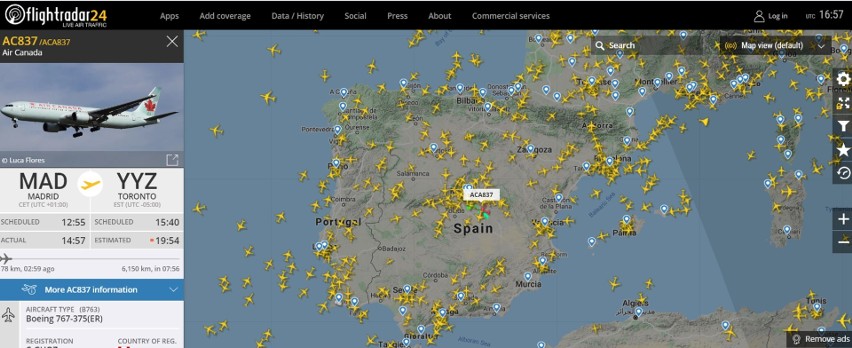 Awaryjne lądowanie boeinga 767 Air Canada w Madrycie. Urwała się opona. "Cały samolot drżał". LOT AC837 do Toronto wylądował w Madrycie 