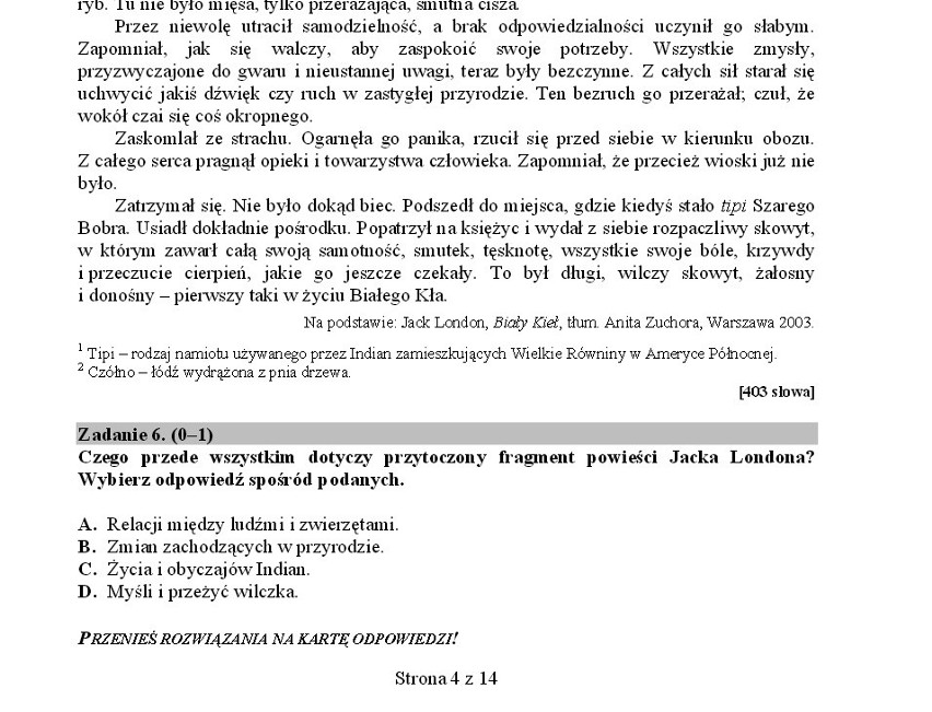 Próbny sprawdzian szóstoklasisty 2014 - języki polski,...