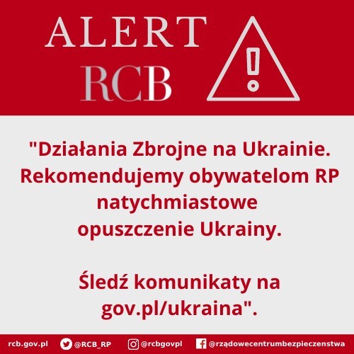 Alert RCB dla Polaków na Ukrainie