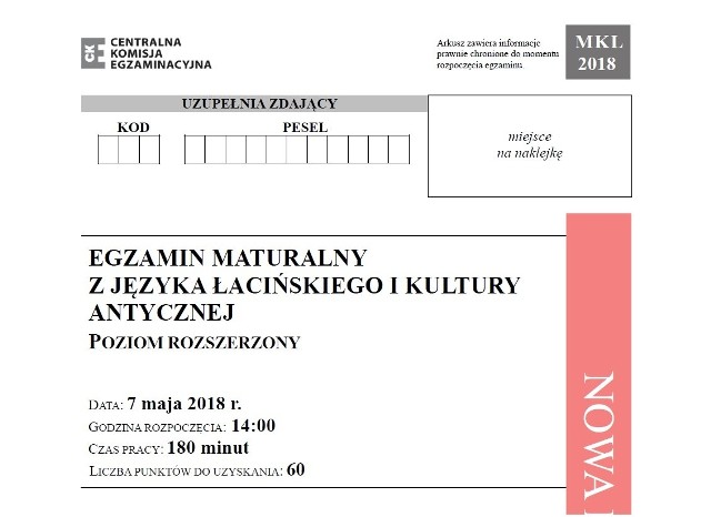 Matura 2018 język łaciński i kultura antyczna poziom rozszerzony- arkusze, odpowiedziMATURA 2018: JĘZYK ŁACIŃSKI I KULTURA ANTYCZNA [ODPOWIEDZI, ARKUSZE CKE];nf