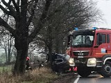 Poważny wypadek na trasie Stargard - Dolice. Samochód uderzył w drzewo [AKTUALIZACJA]