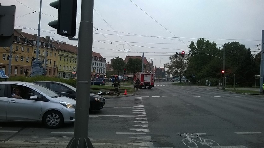 Zderzenie tramwaju z samochodem na Hucisku