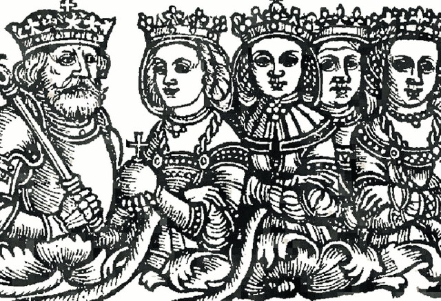 Cztery żony króla Jagiełły - Jadwiga Andegaweńska, Anna Cylejska, Elżbieta Granowska i Zofia Holszańska