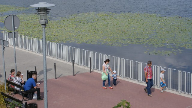 Widok od promenady nad Jeziorem Sępoleńskim - ładne miejsce dla pieszych. Rowerzyści będą mogli objechać akwen dookoła.
