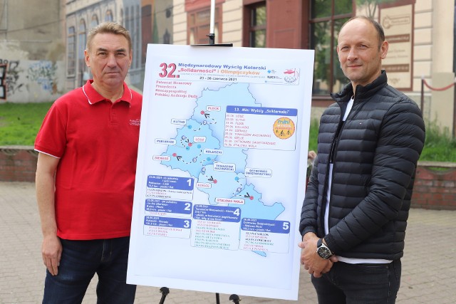 Mariusz Goss i Krzysztof Jeżowski prezentują trasę tegorocznego Wyścigu Solidarności i Olimpijczyków