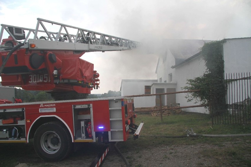 Pożar w stadninie koni w Cedzynie