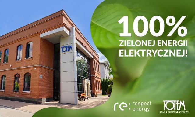 Stosowanie w 100 procentach zielonej energii wpisuje się w ideę firmy ekologicznej, jak jest drukarnia Totem.com.pl