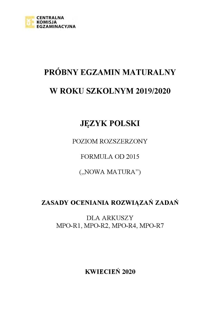 MATURA PRÓBNA 2020: Język polski - poziom rozszerzony. Zobacz arkusz maturalny z 2 kwietnia i odpowiedzi z 15 kwietnia 2020 r. 