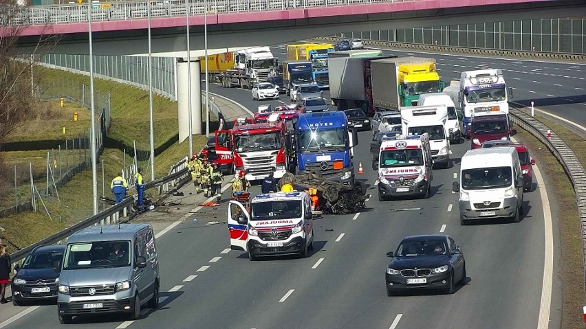 Wypadek na obwodnicy Krakowa