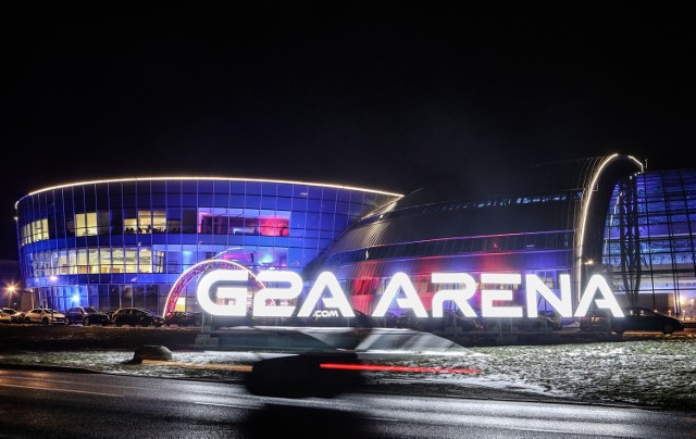 Tak wczoraj w nocy prezentowało się Centrum Wystawienniczo-Kongresowego w Jasionce - G2A Arena - której sponsorem została rzeszowska firma G2A.