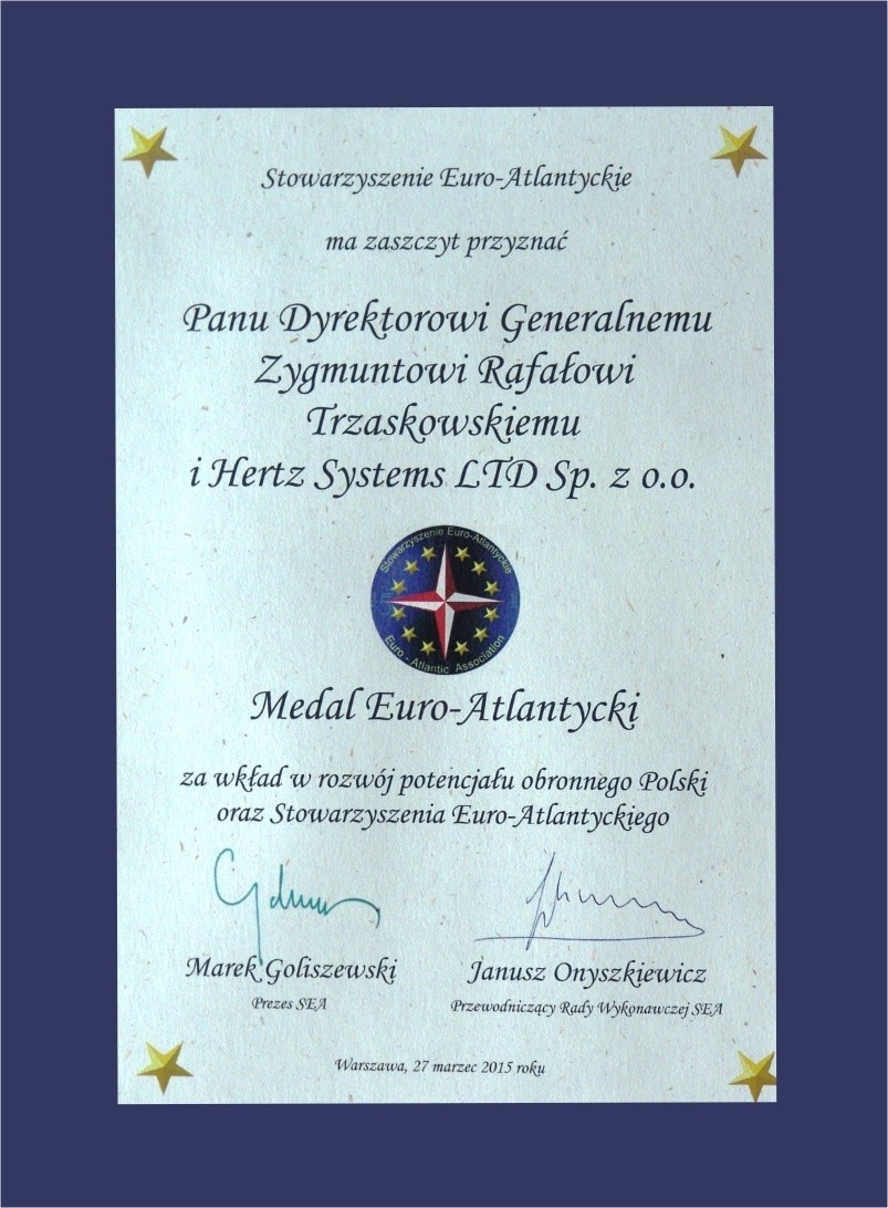 Medal Euro-Atlantycki dla Hertz Systems