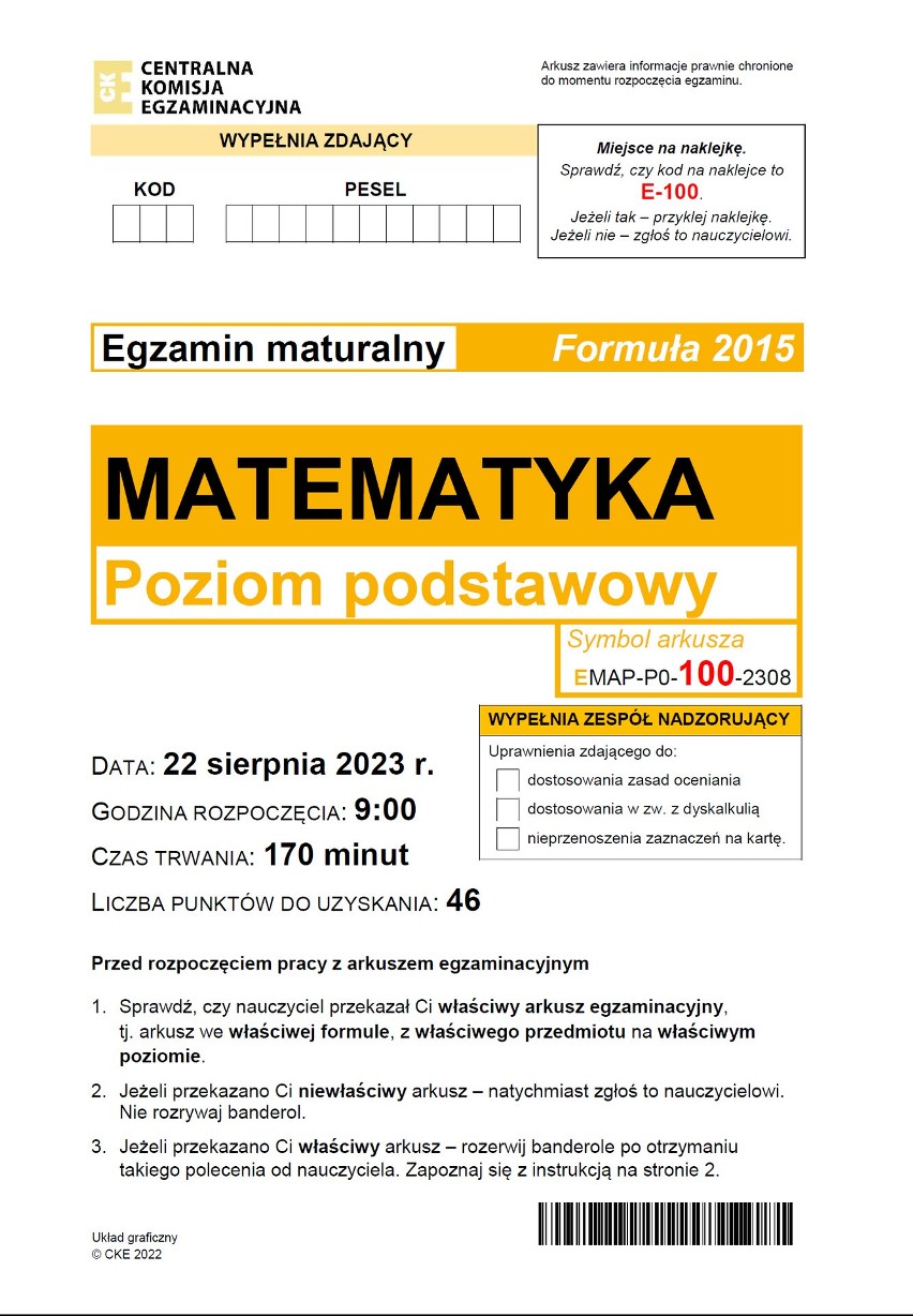 Arkusz matury w formule 2015 zawierał 36 zadań