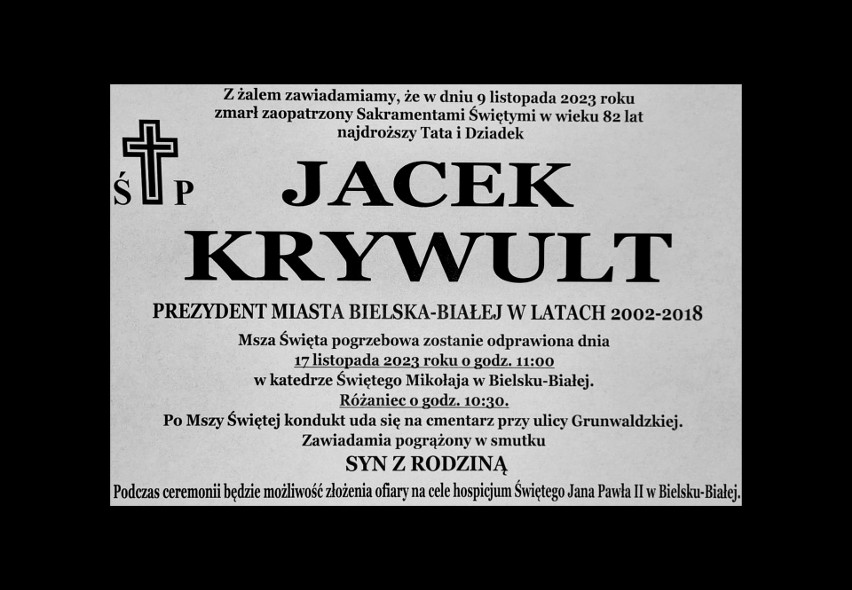 Pogrzeb byłego prezydenta Bielska-Białej odbędzie się w...
