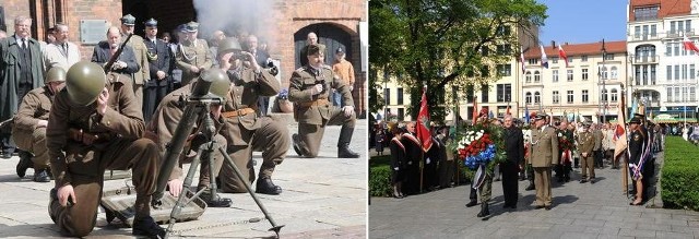 Po lewej uroczystości w Toruniu, po prawej w Bydgoszczy