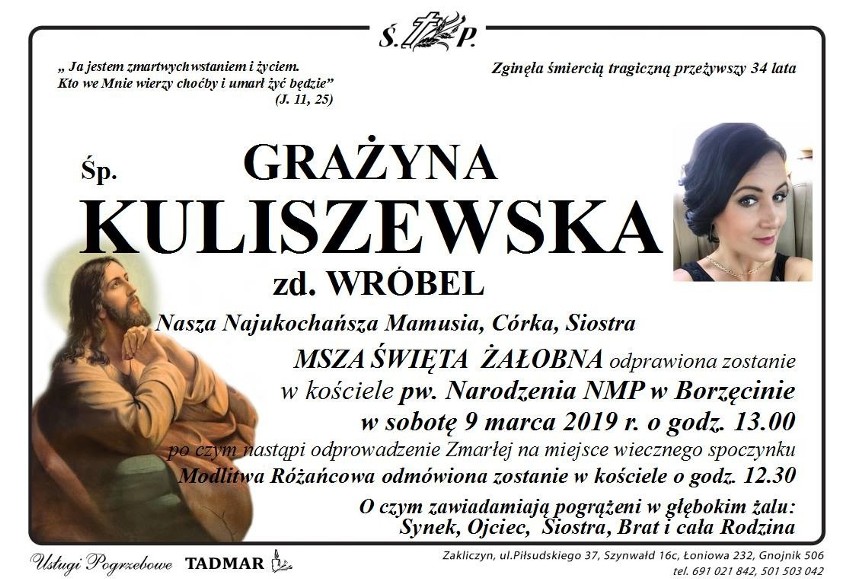 W sobotę w Borzęcinie odbędzie się pogrzeb Grażyny Kuliszewskiej