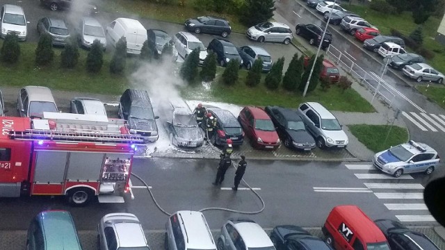 Pożar na parkingu przy ul. Nowosądeckiej w Rzeszowie.