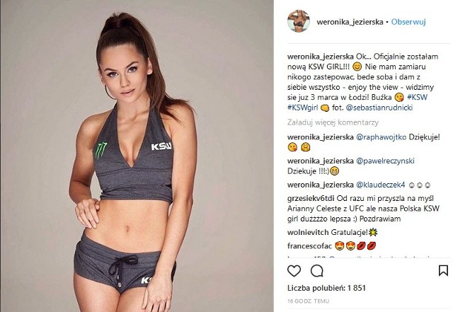 Weronika Jezierska ze Szczecina, głównie znana w naszym mieście jako cheerleaderka zespołu koszykarskiego King Szczecin została nową Ring Girl organizacji KSW. Zobaczymy ją na najbliższej gali w Łodzi. Zobacz także: 14. Wielka Gala Ślubna w Szczecinie. Zapytaliśmy, jakie są najnowsze trendy 