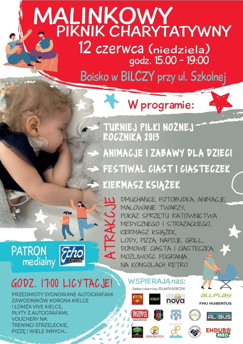 Malinkowy Piknik Charytatywny odbędzie się w niedzielę, 12 czerwca, w Bilczy. Zachęcamy do udziału, cel jest szczytny