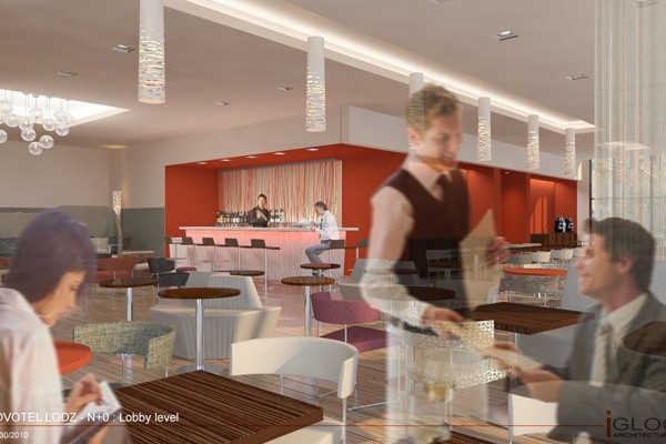 W hotelowym holu znajdą się restauracja oraz bar.