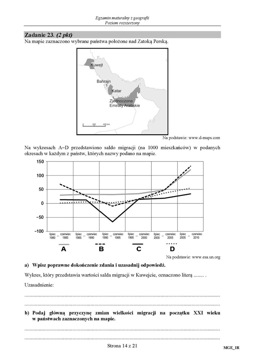 Arkusze zadań z geografii poziom rozszerzony w technikum +...