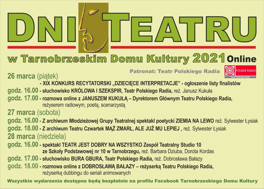 Tarnobrzeg. Dni Teatru online. Gośćmi Janusz Kukuła, dyrektor Teatru Polskiego Radia i Dobrosława Bałazy, reżyserka dubbingu