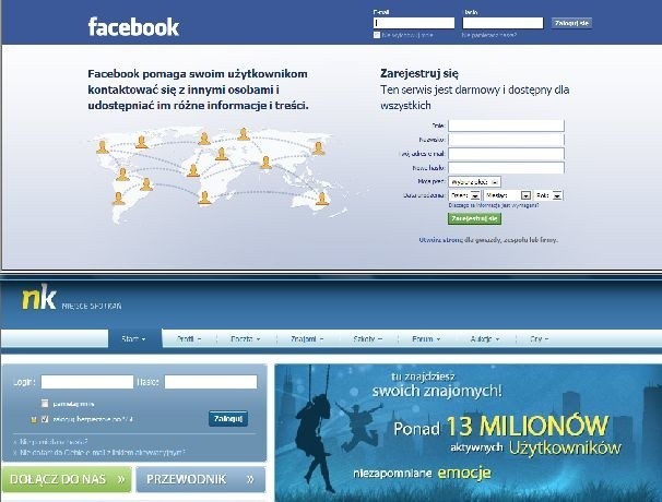 Facebook i Nasza-Klasa to dwa konkurencyjne giganty w internecie.