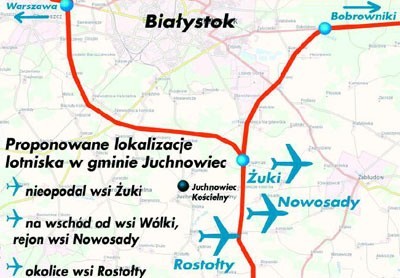 Propozycje lokalizacji lotniska w gminie Juchnowiec