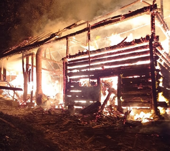 Łomnica-Zdrój. Pożar budynku gospodarczego. Spłonęły w nim zwierzęta [ZDJĘCIA]