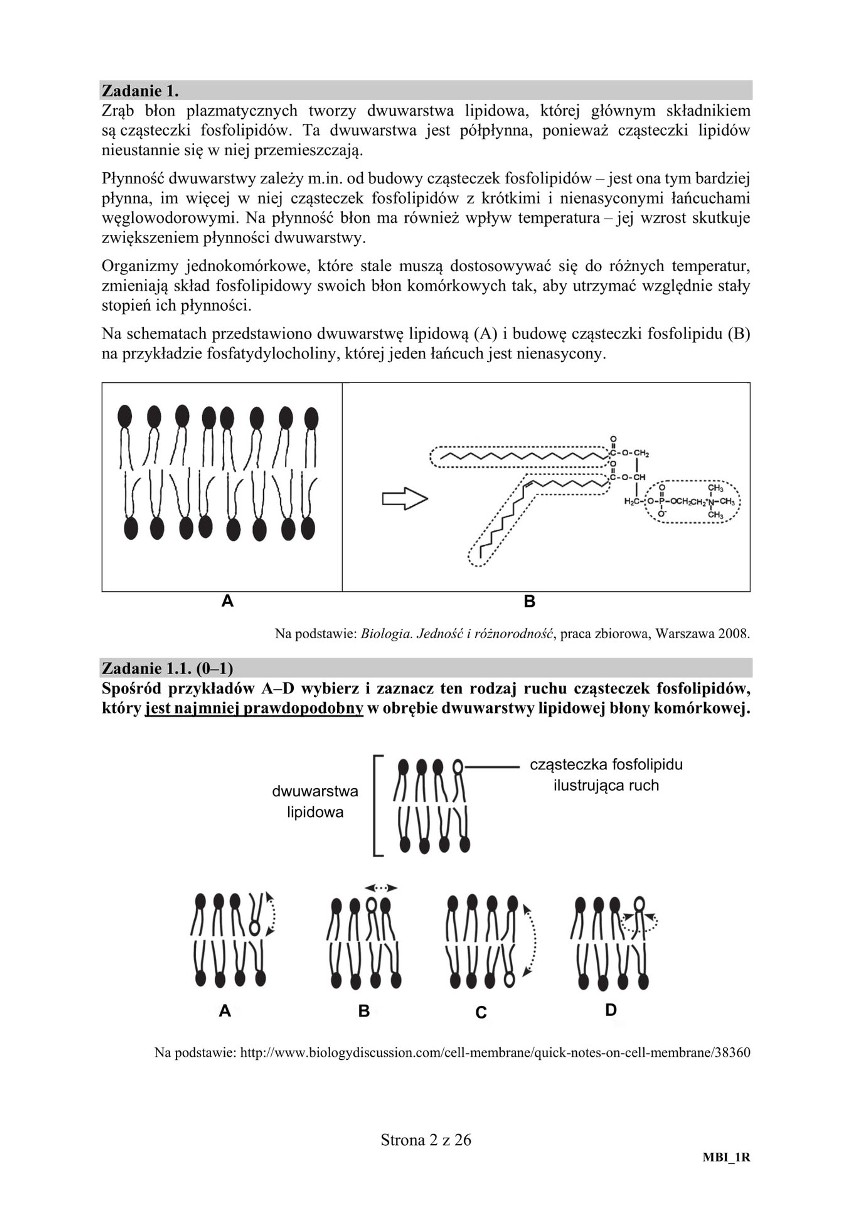 Biologia matura 2020 - arkusz zadań