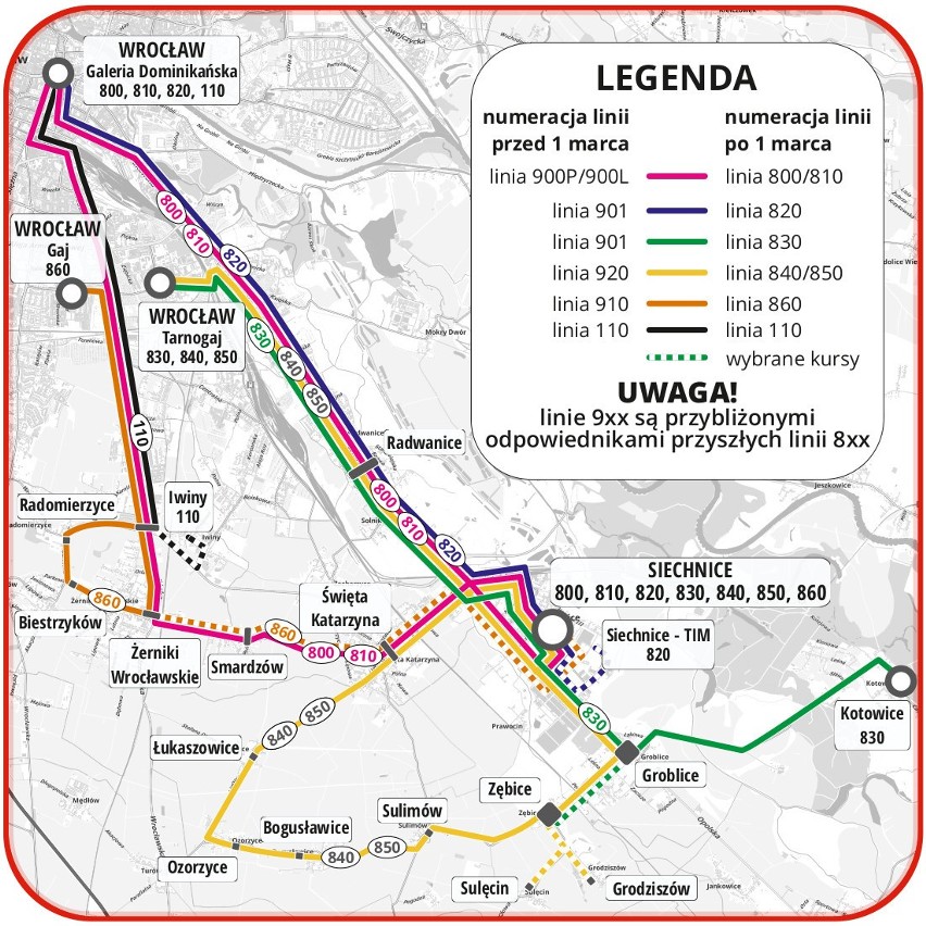 Nowe linie i tańsze bilety. Duże zmiany w komunikacji pod Wrocławiem 