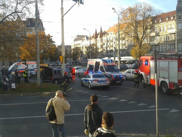 Wypadek na placu Kościuszki w Szczecinie.