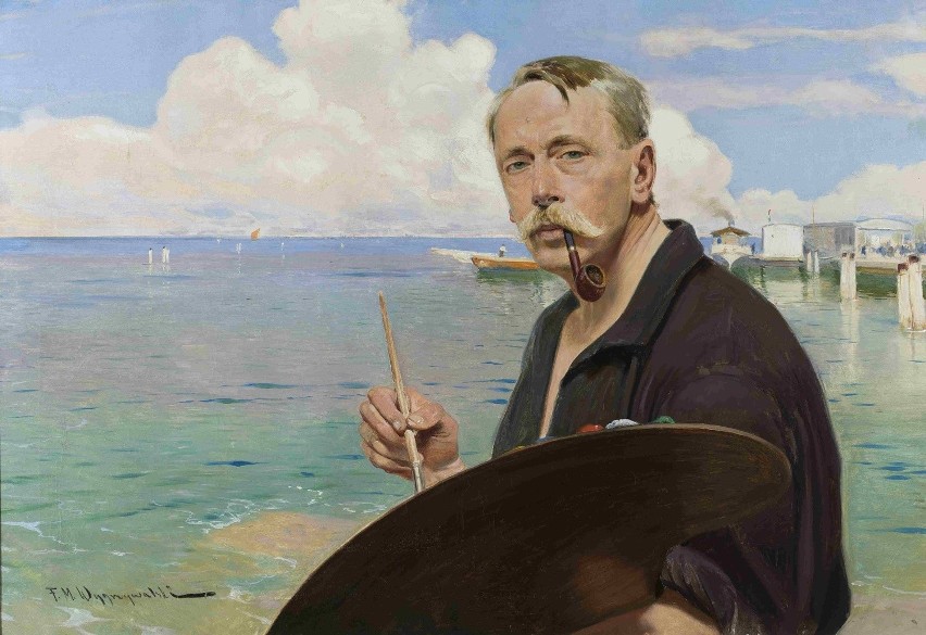 Autoportret z paletą na tle morza i portu, Muzeum Narodowe w...