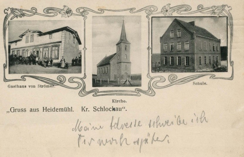 Borowy Młyn - 1910: gospoda, kościół, szkoła