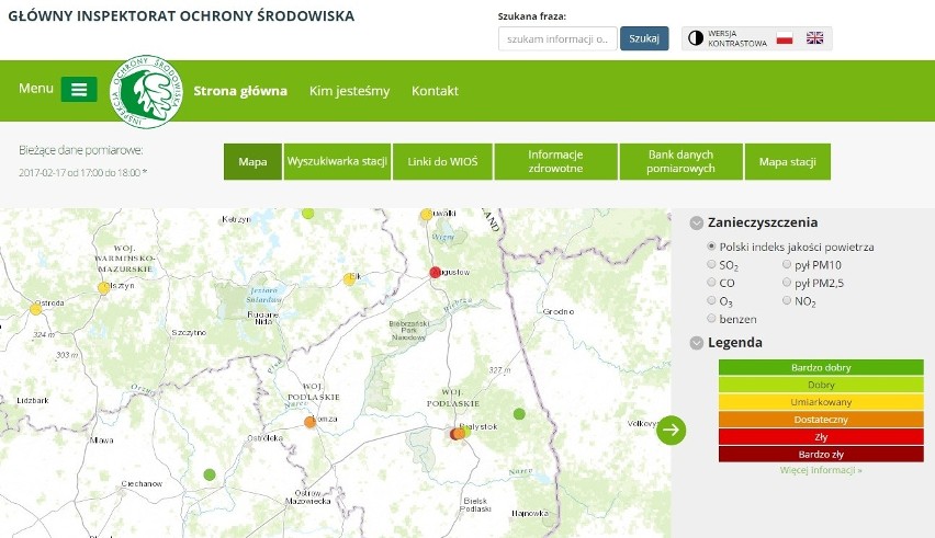 Złe powietrze jest dzisiaj w Białymstoku, Augustowie, Łomży...