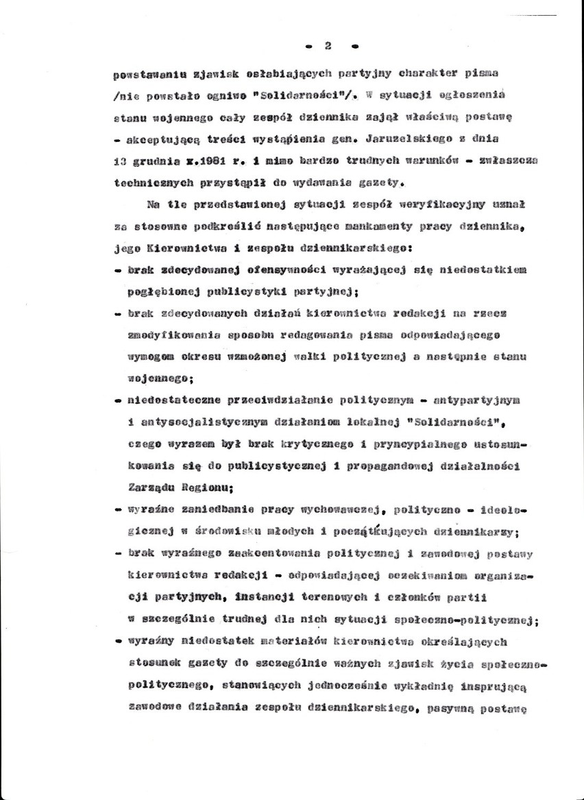 Protokół z prac komisji weryfikującej dziennikarzy w Koszalinie w stanie wojennym [fotostory] 