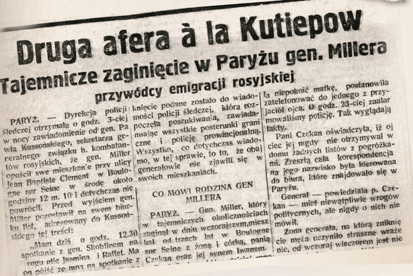 Z kart historii: tajemnicze zniknięcie generała Millera w Paryżu