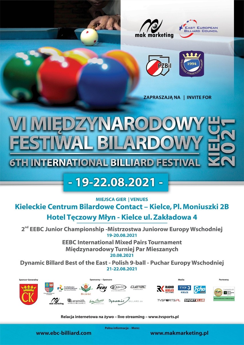 Rozpoczął się Międzynarodowy Festiwal Bilardowy Kielce 2021. Potrwa do 22 sierpnia 