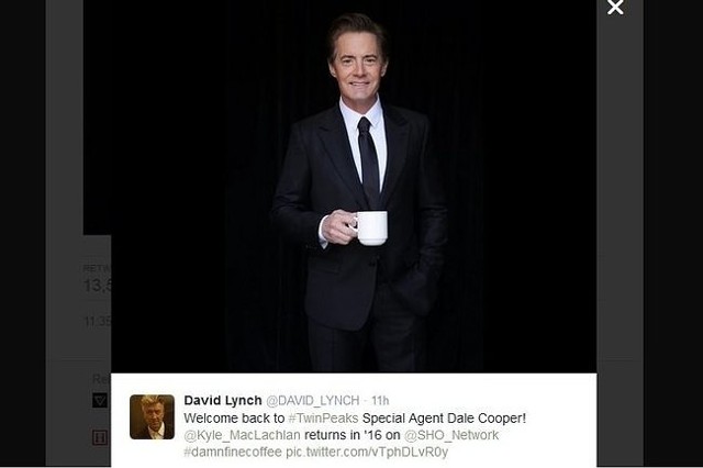 David Lynch oficjalnie powitał na Twitterze agenta Dale'a Coopera (fot. screen z Twitter.com)