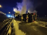 Pożar ciężarówki na A4 pod Legnicą. Potężne uturdnienia na autostradzie