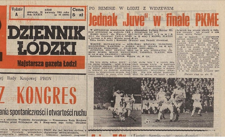 20 kwietnia 1983 r. Widzew zremisował w Łodzi z Juventusem...