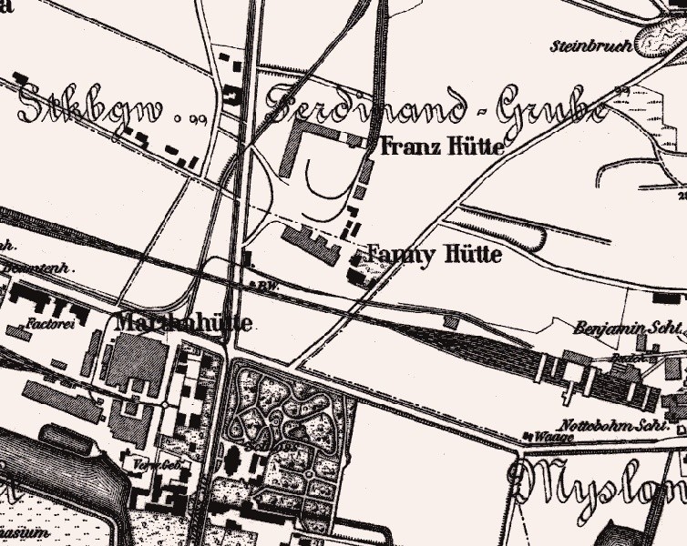 Katowice: Okolice Spodka na mapie z 1901 roku