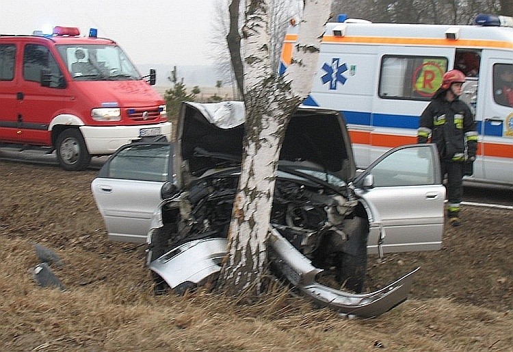 Rozbite volvo niedaleko miejscowości Mały Płock