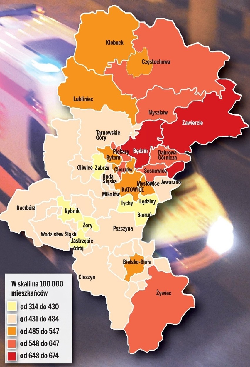 Ostrzegamy! Na serce powinni uważać szczególnie mieszkańcy Zawiercia i Będzina [MAPA ZAWAŁÓW]