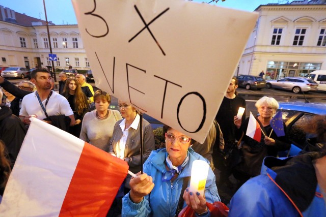 Protest przeciwko zmianom w sądownictwie, Krakowskie Przedmieście w Lublinie 